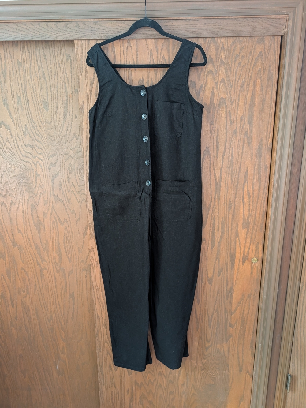 Topshop Linen Blend Sleeveless Button-Front Jumpsuit